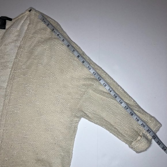 FOREVER 21 Cream Coastal Lightweight Open Crochet Style Lacey Longline Cardigan - Picture 11 of 12